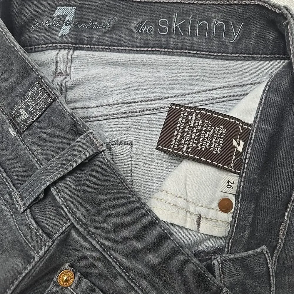 7 For All Mankind Gray Denim Zipper Ankle The Skinny Jean' Size 26 (27